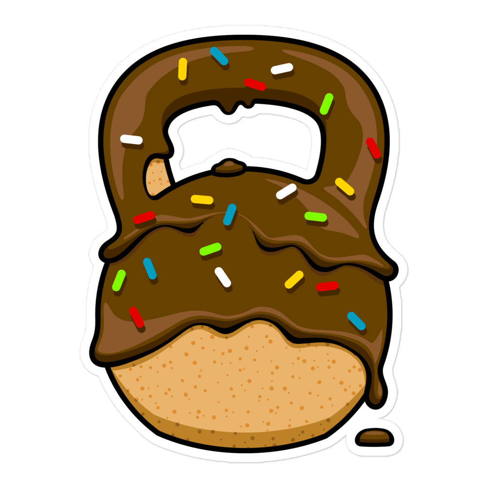 Chocolate-Glazed Donut With Sprinkles Kettlebell Design Sticker