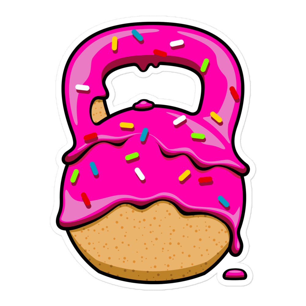 Pink-Glazed Donut With Sprinkles Kettlebell Design Sticker