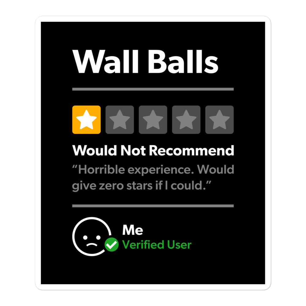Wall Balls 1 Star Would Not Recommend Sticker