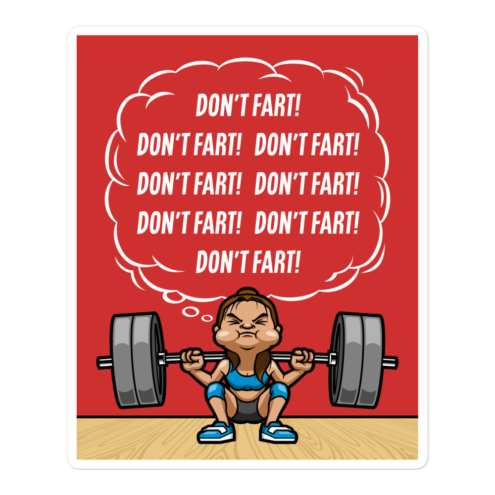 Don't Fart Squat Girl Sticker