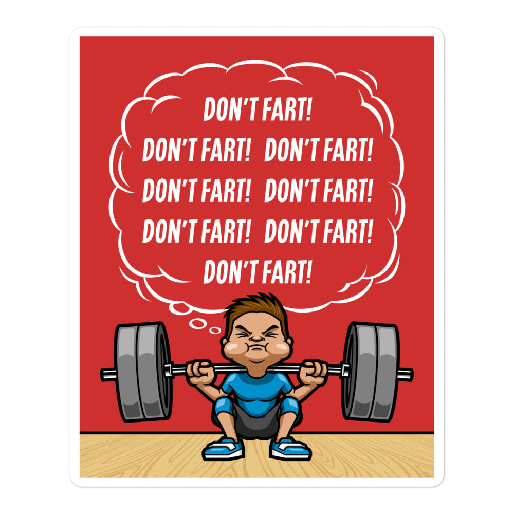 Don't Fart Squat Guy Sticker