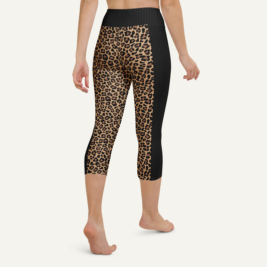 Leopard Print Side Stripe High-Waisted Capri Leggings