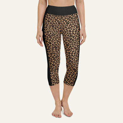 Leopard Print Side Stripe High-Waisted Capri Leggings