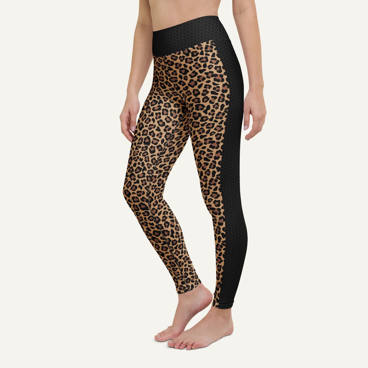 Leopard Print Side Stripe High-Waisted Leggings
