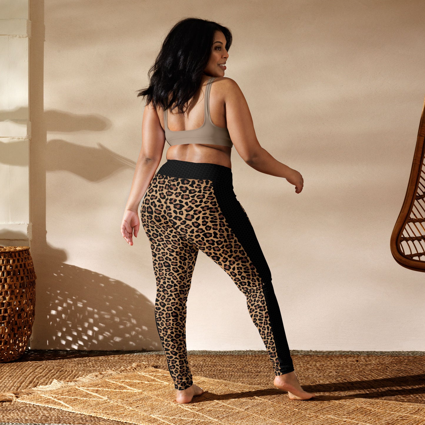 Leopard Print Side Stripe High-Waisted Leggings