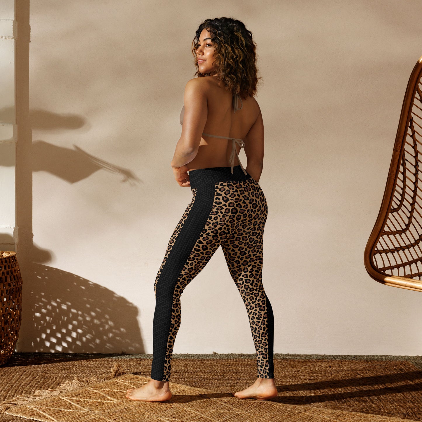 Leopard Print Side Stripe High-Waisted Leggings