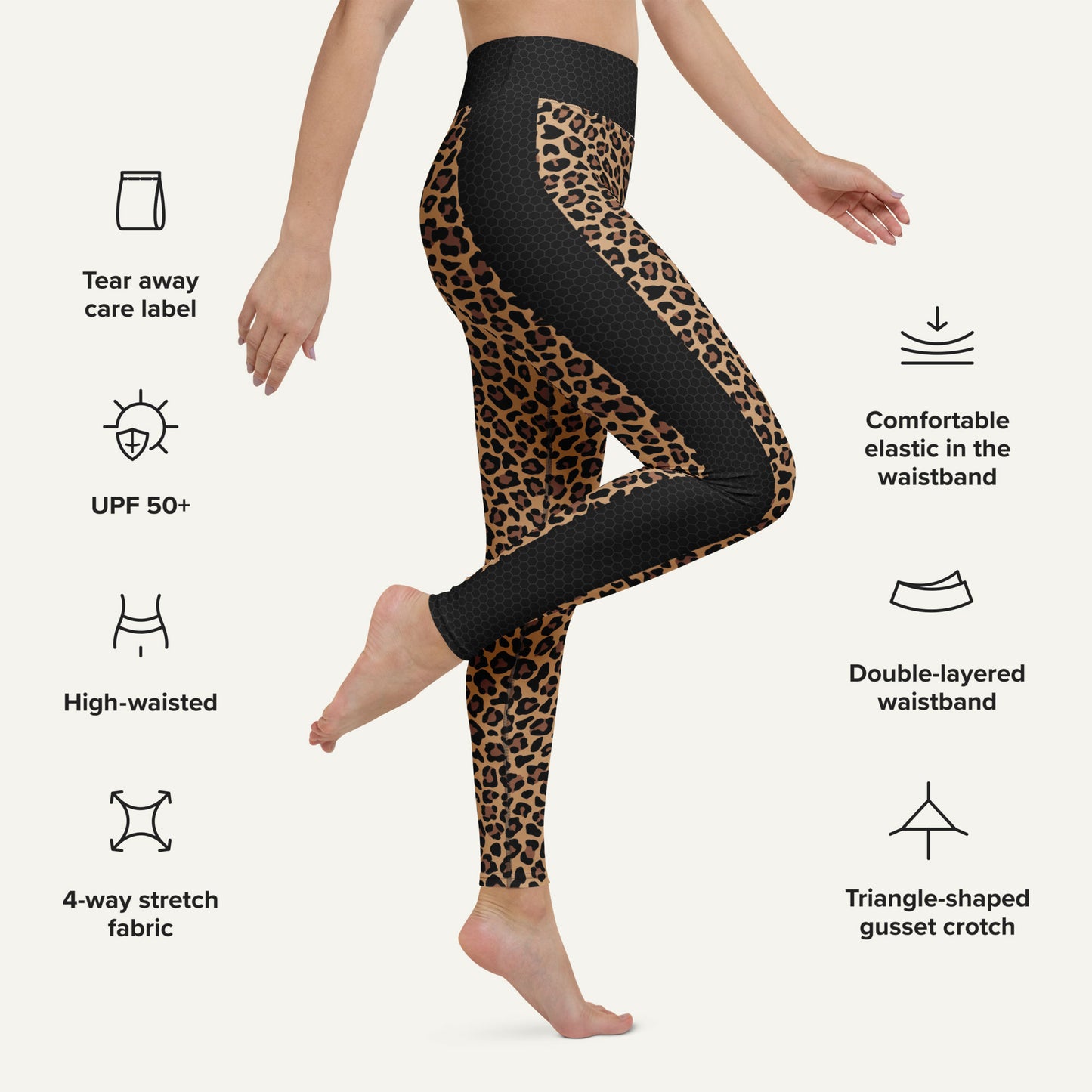 Leopard Print Side Stripe High-Waisted Leggings