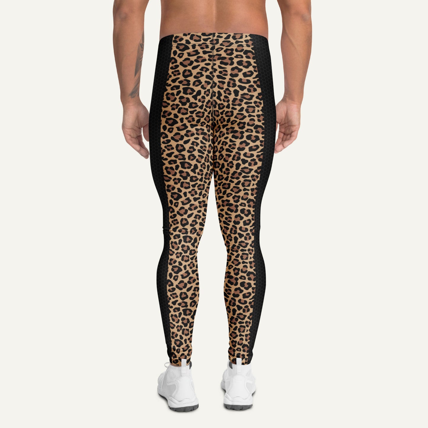 Leopard Print Side Stripe Men’s Leggings