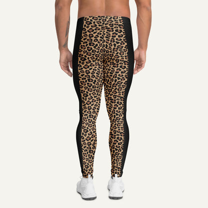 Leopard Print Side Stripe Men’s Leggings