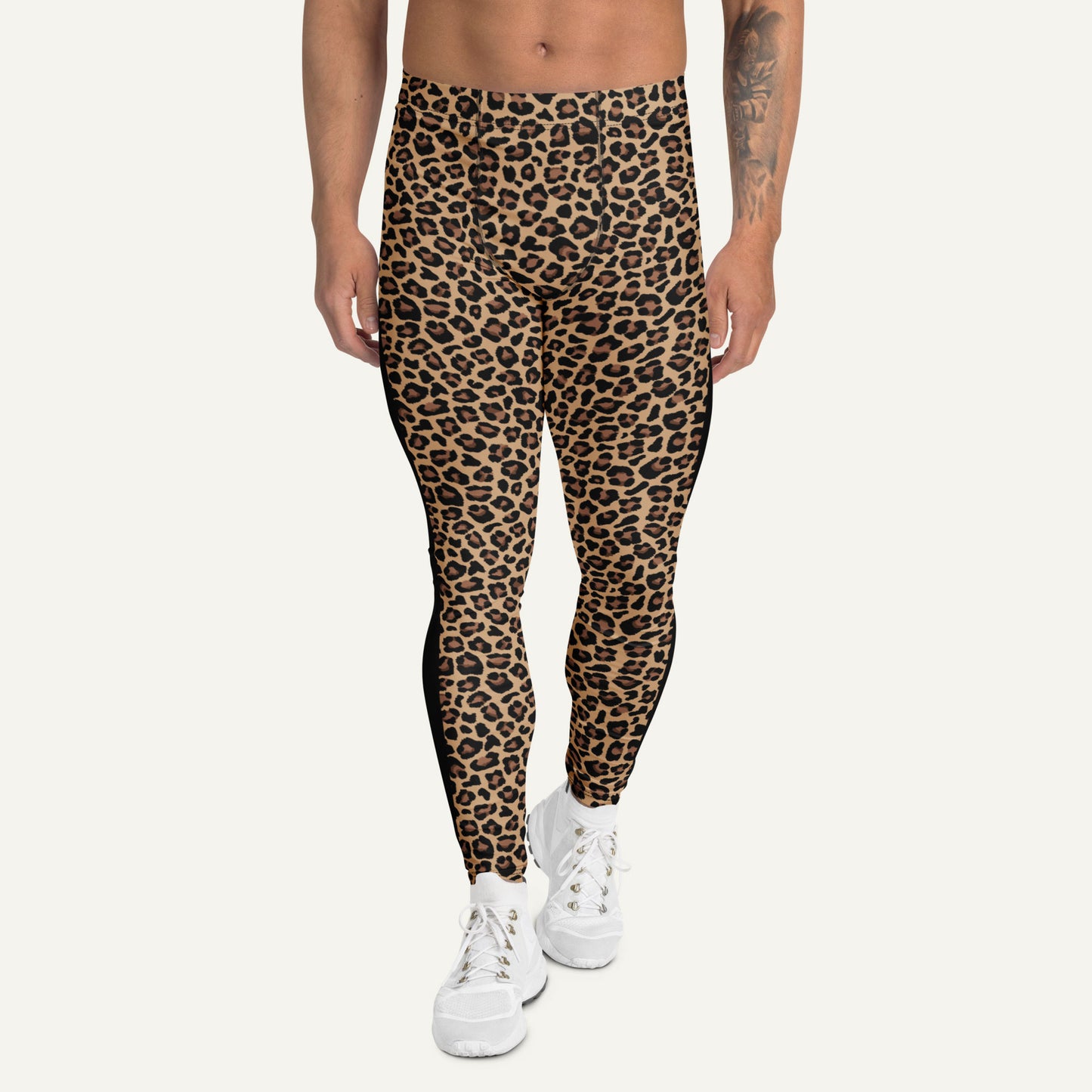 Leopard Print Side Stripe Men’s Leggings - Ministry of Sweat