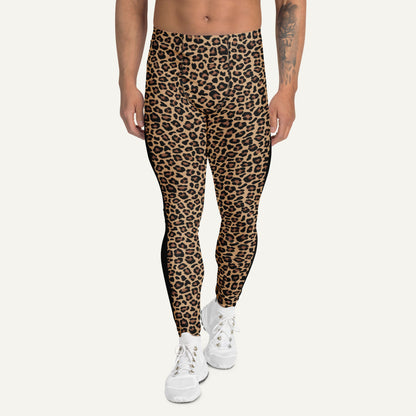 Leopard Print Side Stripe Men’s Leggings - Ministry of Sweat