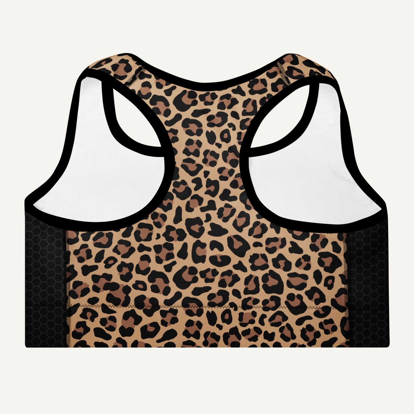 Leopard Print Side Stripe Padded Sports Bra