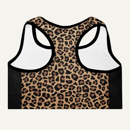 Leopard Print Side Stripe Padded Sports Bra