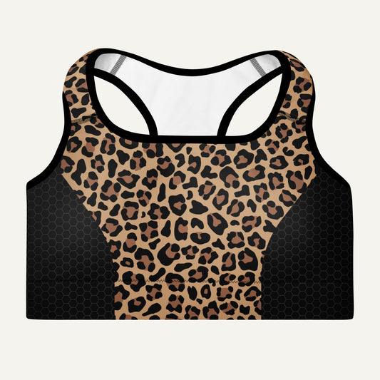 Leopard Print Side Stripe Padded Sports Bra