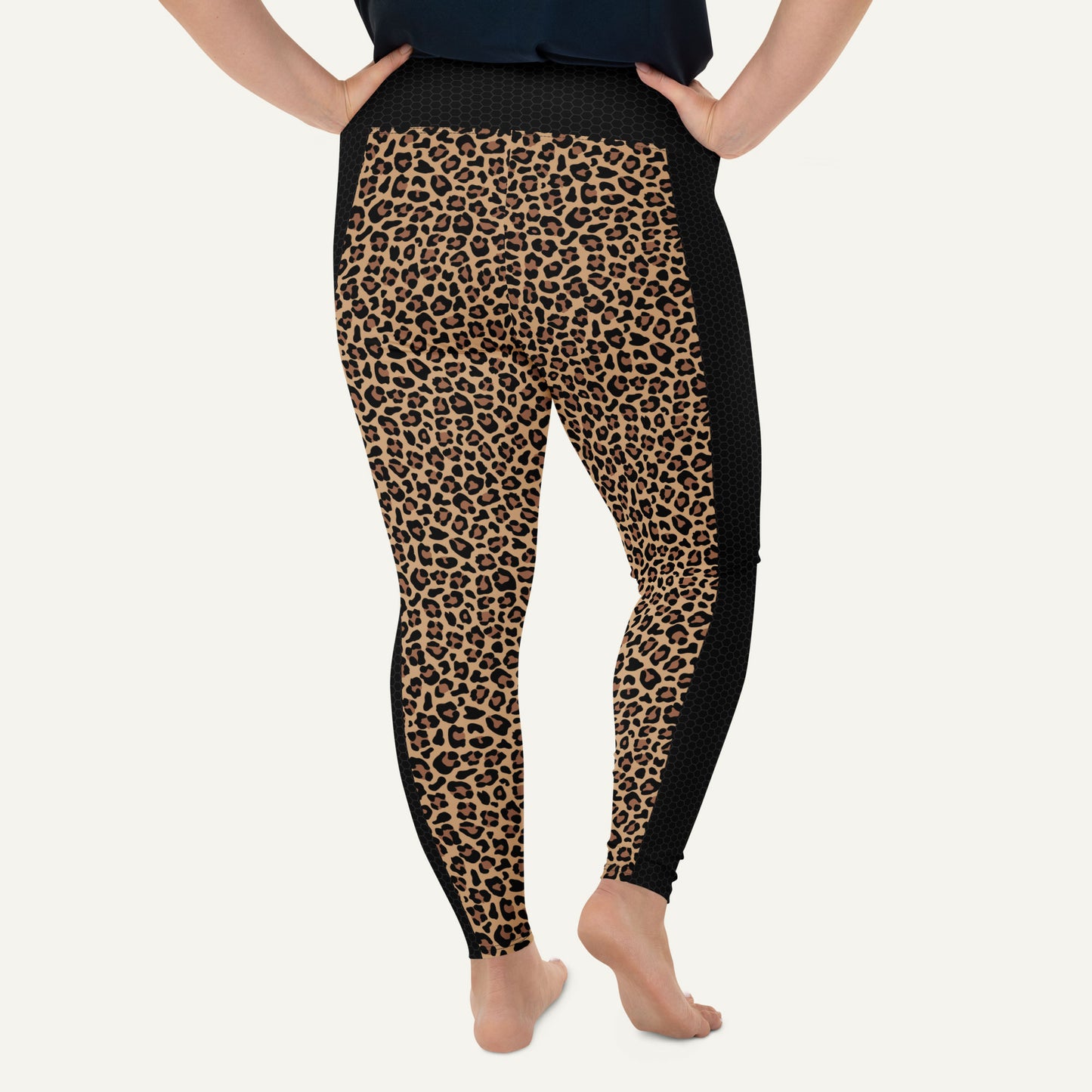 Leopard Print Side Stripe Plus Size Leggings