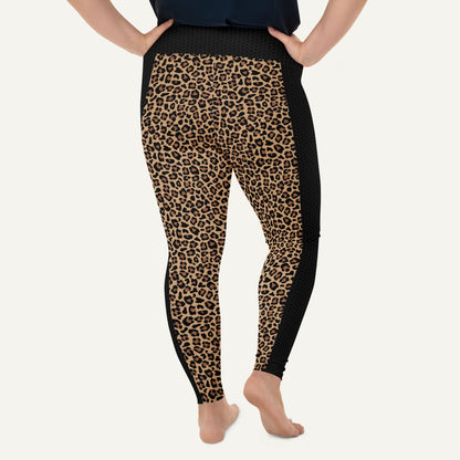 Leopard Print Side Stripe Plus Size Leggings