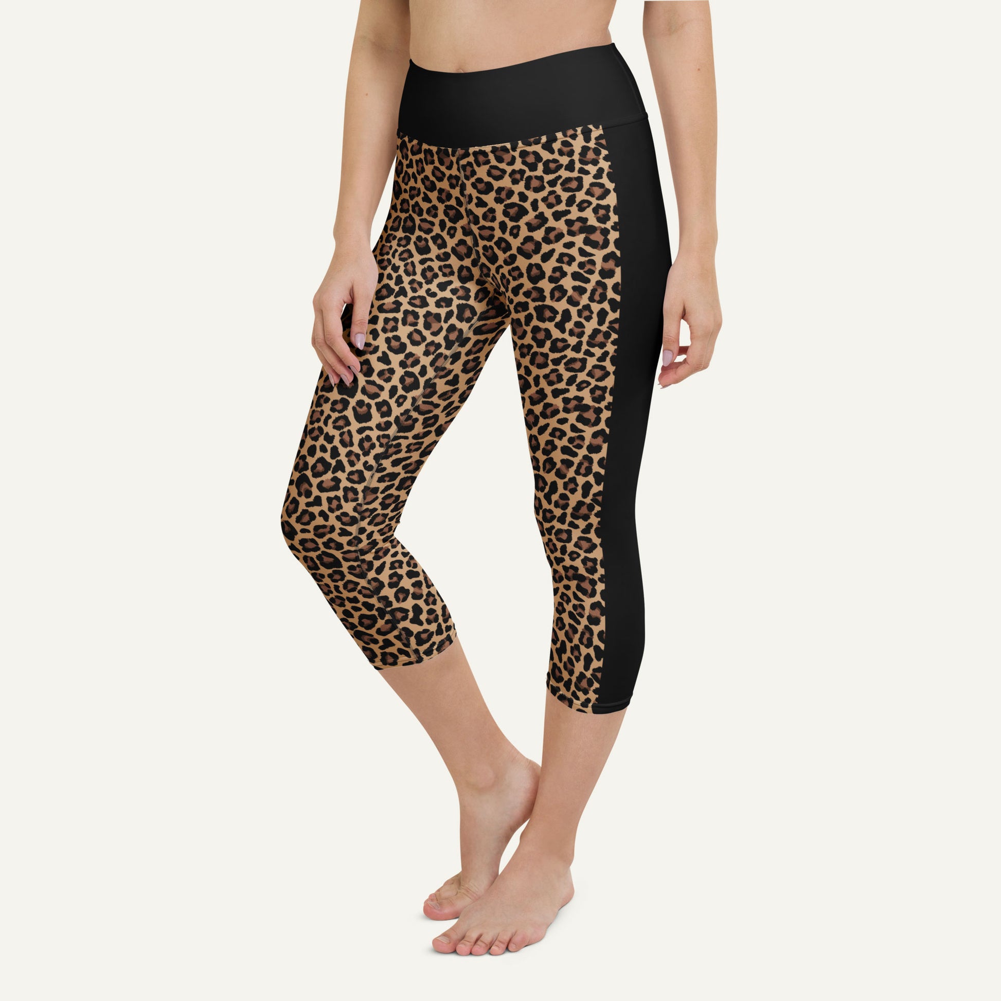 Leopard Print Side Stripe High-Waisted Capri Leggings - Ministry of Sweat