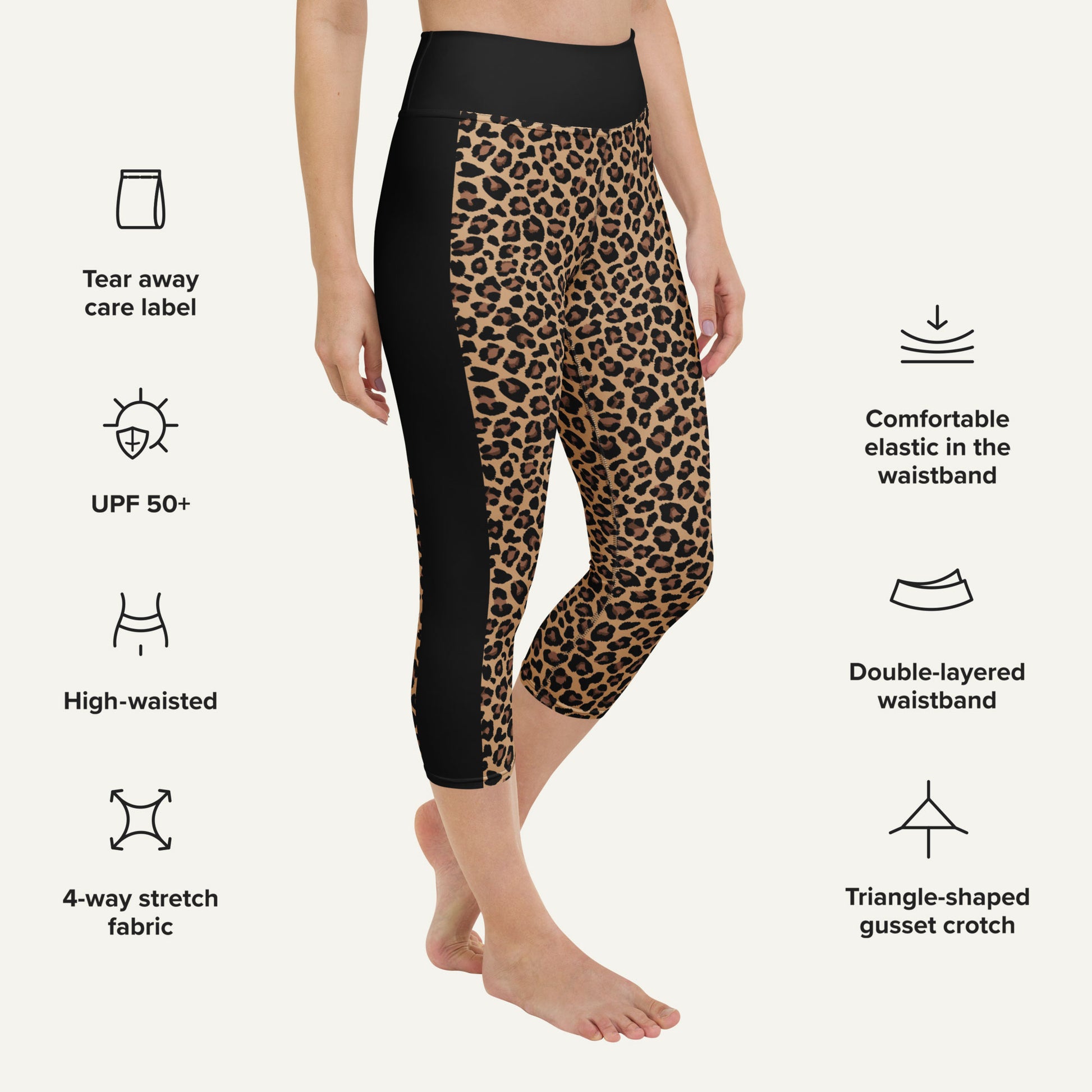 Leopard Print Side Stripe High-Waisted Capri Leggings - Ministry of Sweat