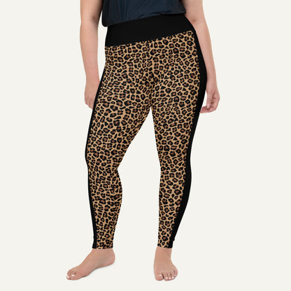 Leopard Print Side Stripe Plus Size Leggings - Ministry of Sweat