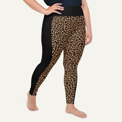 Leopard Print Side Stripe Plus Size Leggings - Ministry of Sweat