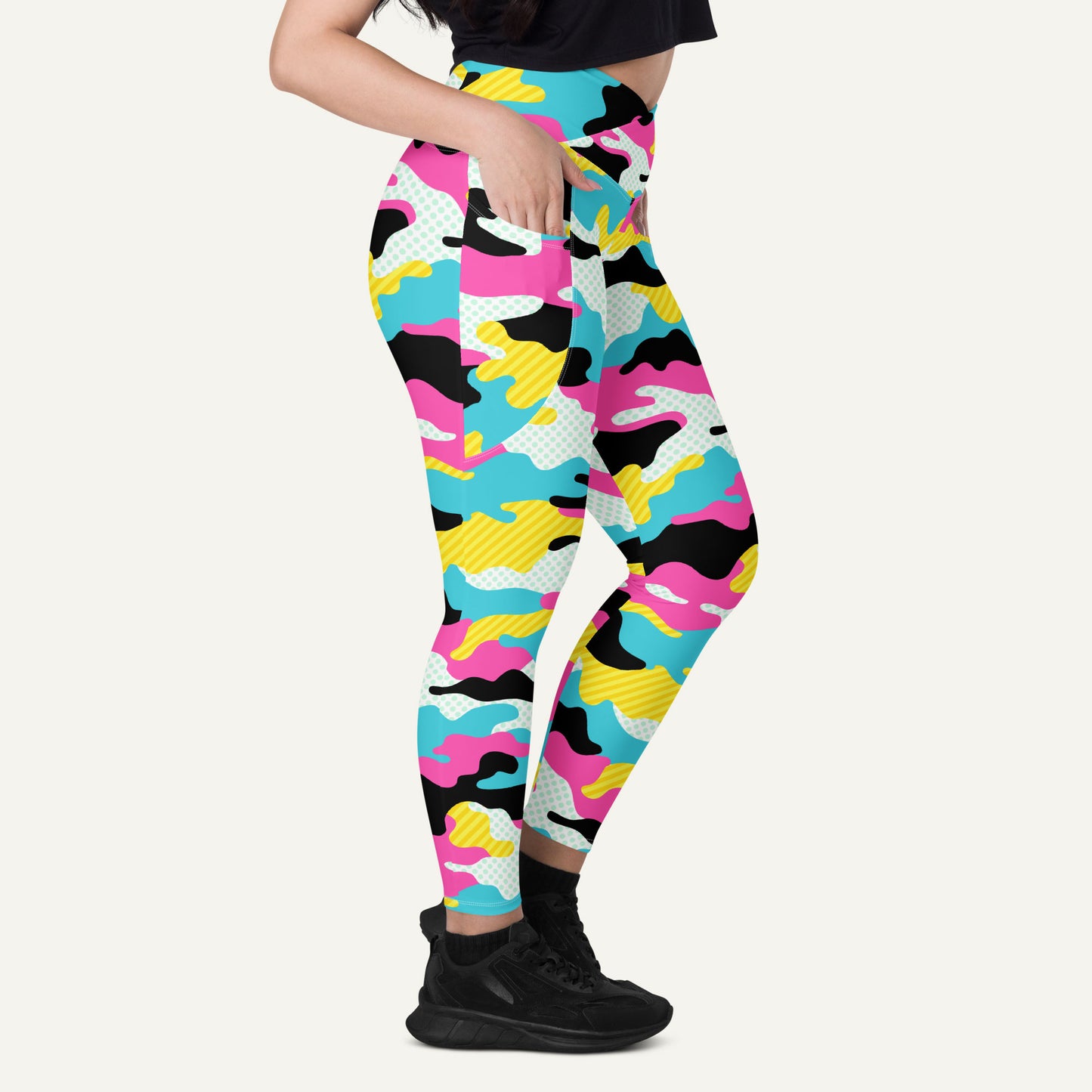 Miami Pop Camo Crossover Pocket Leggings