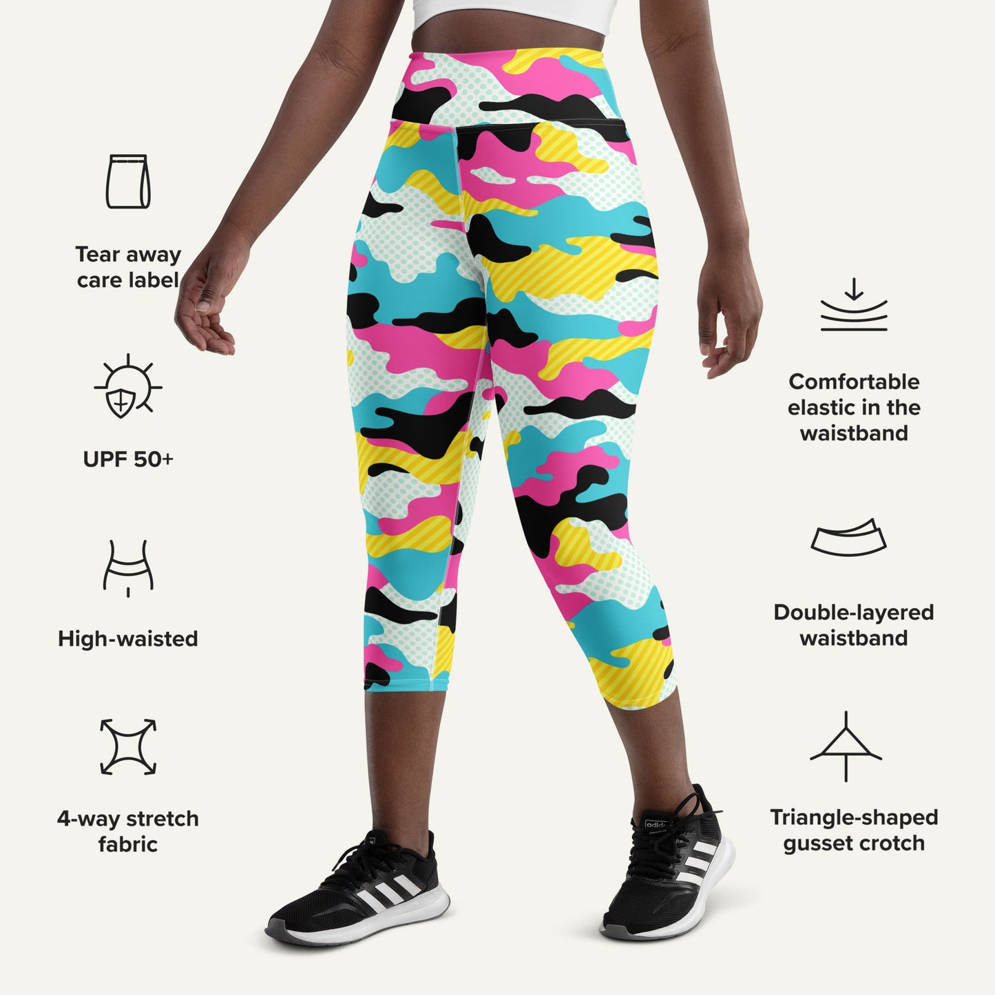 Miami Pop Camo High-Waisted Capri Leggings