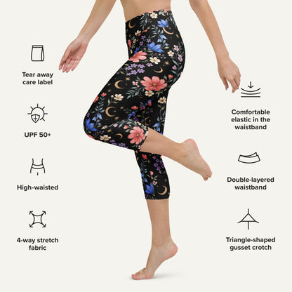 Midnight Meadow High-Waisted Capri Leggings