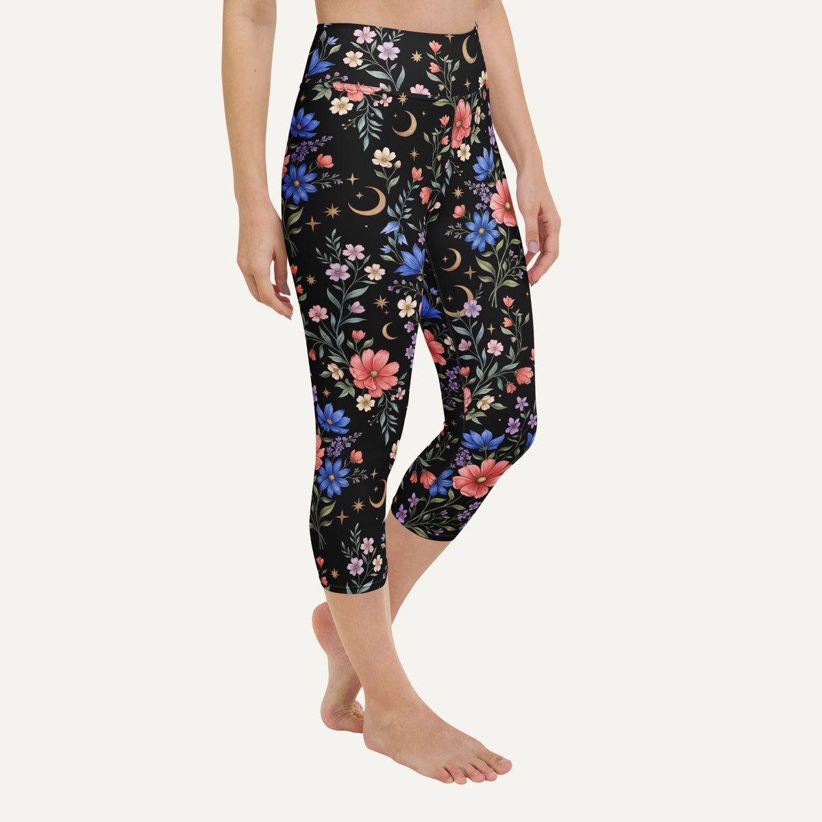 Midnight Meadow High-Waisted Capri Leggings