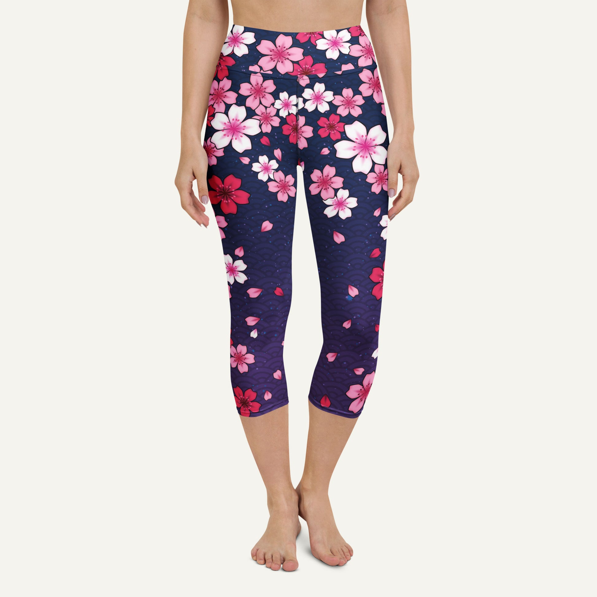 Midnight Sakura High-Waisted Capri Leggings - Ministry of Sweat