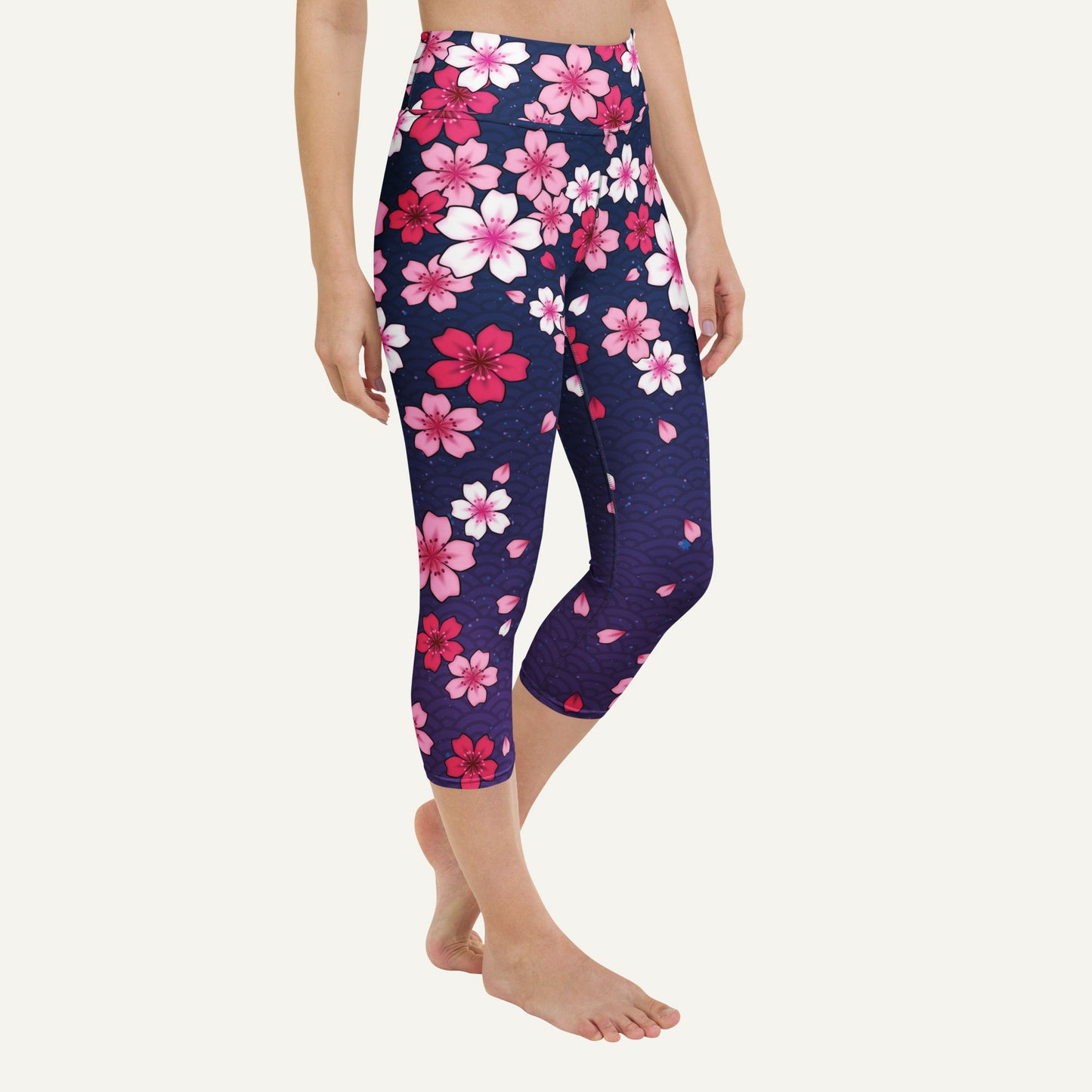 Midnight Sakura High-Waisted Capri Leggings - Ministry of Sweat