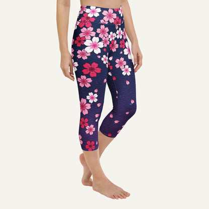Midnight Sakura High-Waisted Capri Leggings - Ministry of Sweat