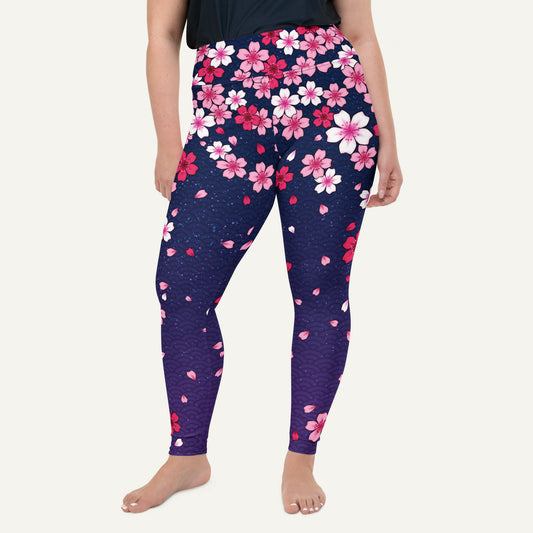 Midnight Sakura Plus Size Leggings