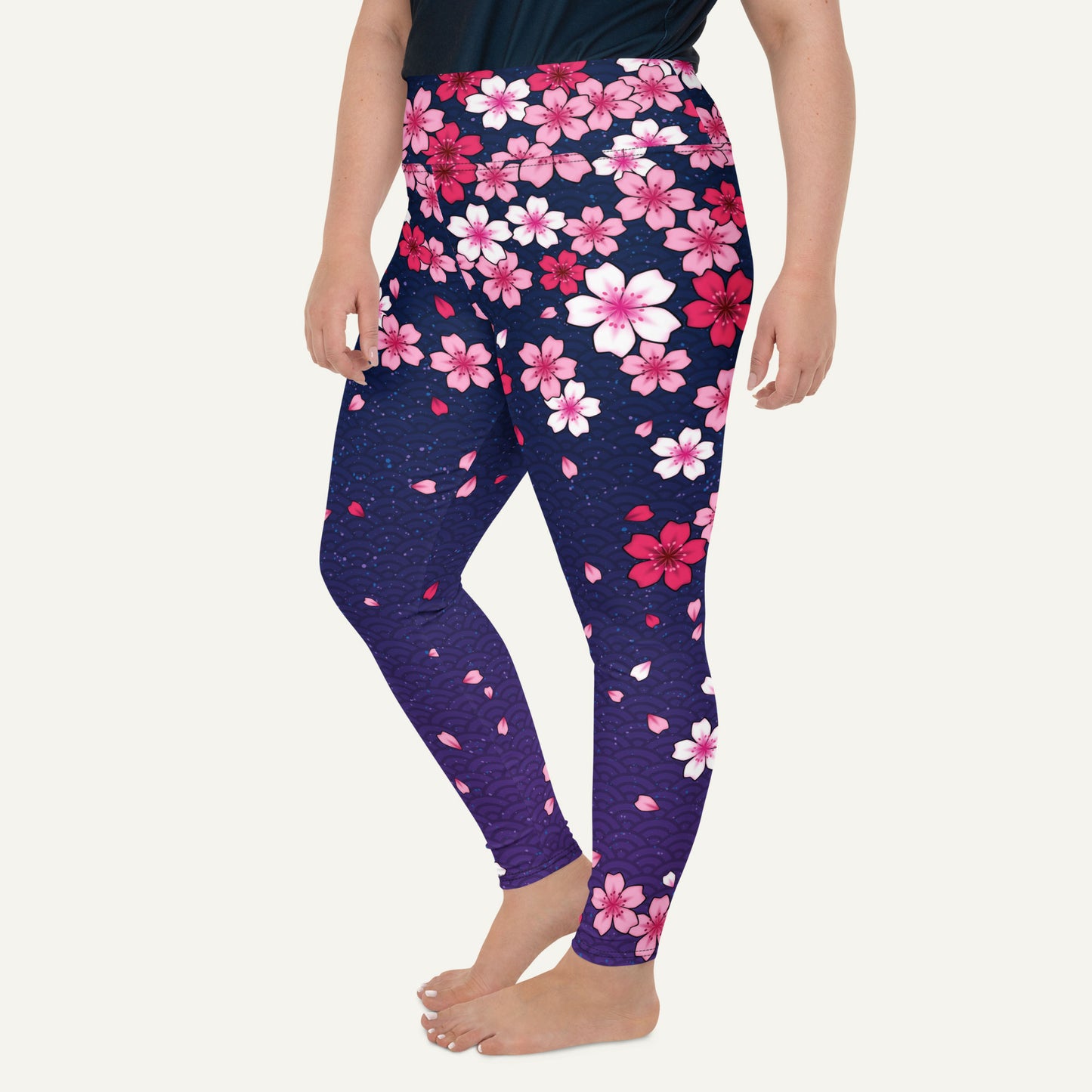 Midnight Sakura Plus Size Leggings