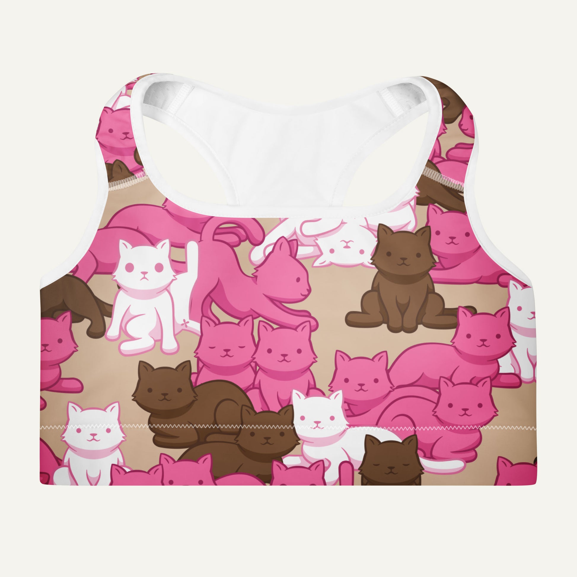 Mocha Blush Camo Cat Padded Sports Bra - Ministry of Sweat