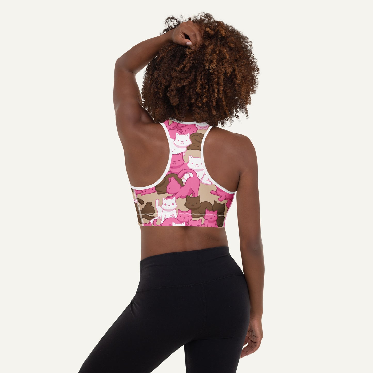Mocha Blush Camo Cat Padded Sports Bra - Ministry of Sweat