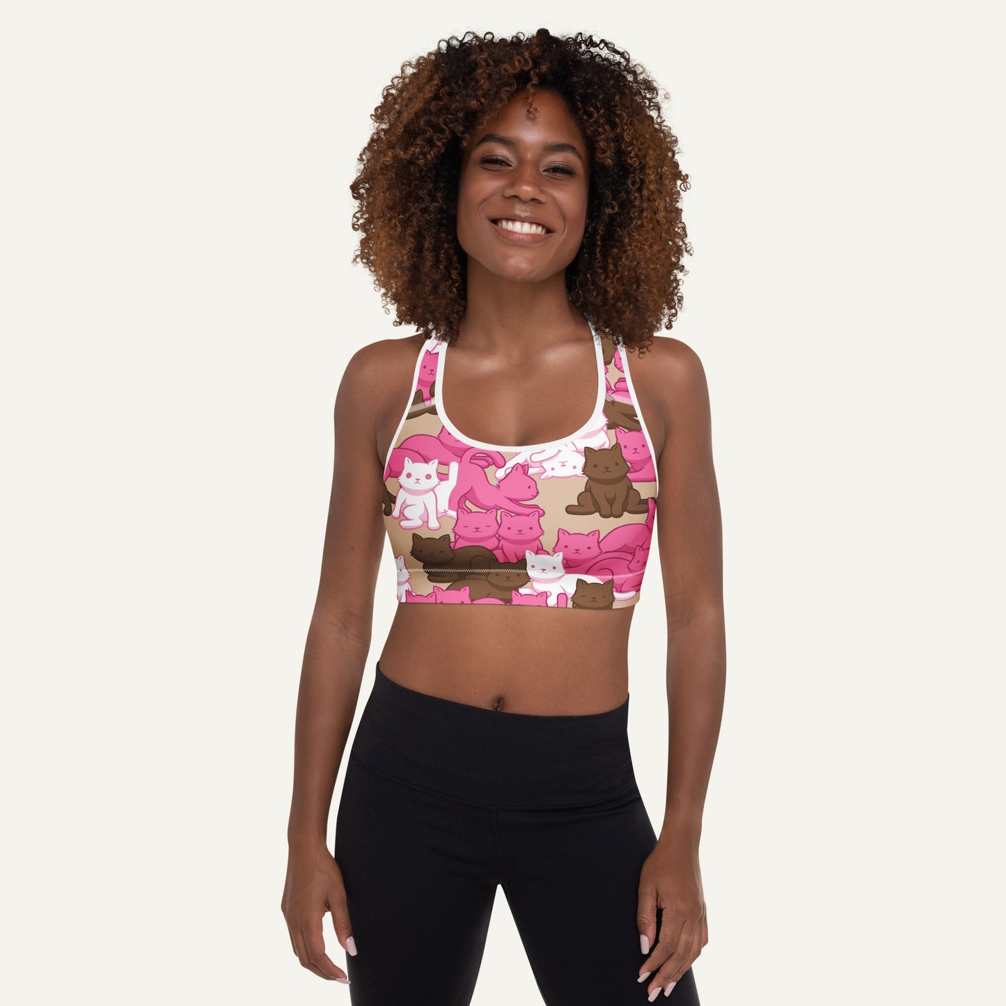Mocha Blush Camo Cat Padded Sports Bra - Ministry of Sweat