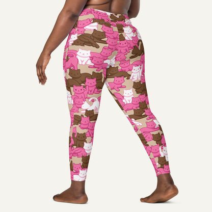 Mocha Blush Camo Cat Crossover Pocket Leggings - Ministry of Sweat