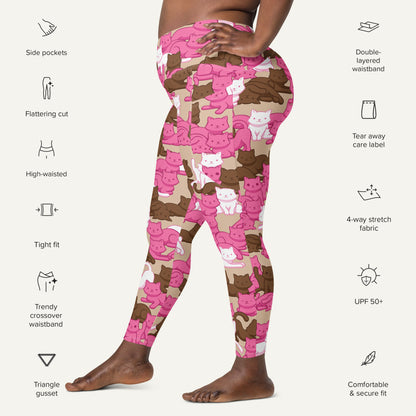 Mocha Blush Camo Cat Crossover Pocket Leggings - Ministry of Sweat