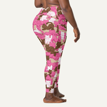 Mocha Blush Camo Cat Crossover Pocket Leggings - Ministry of Sweat