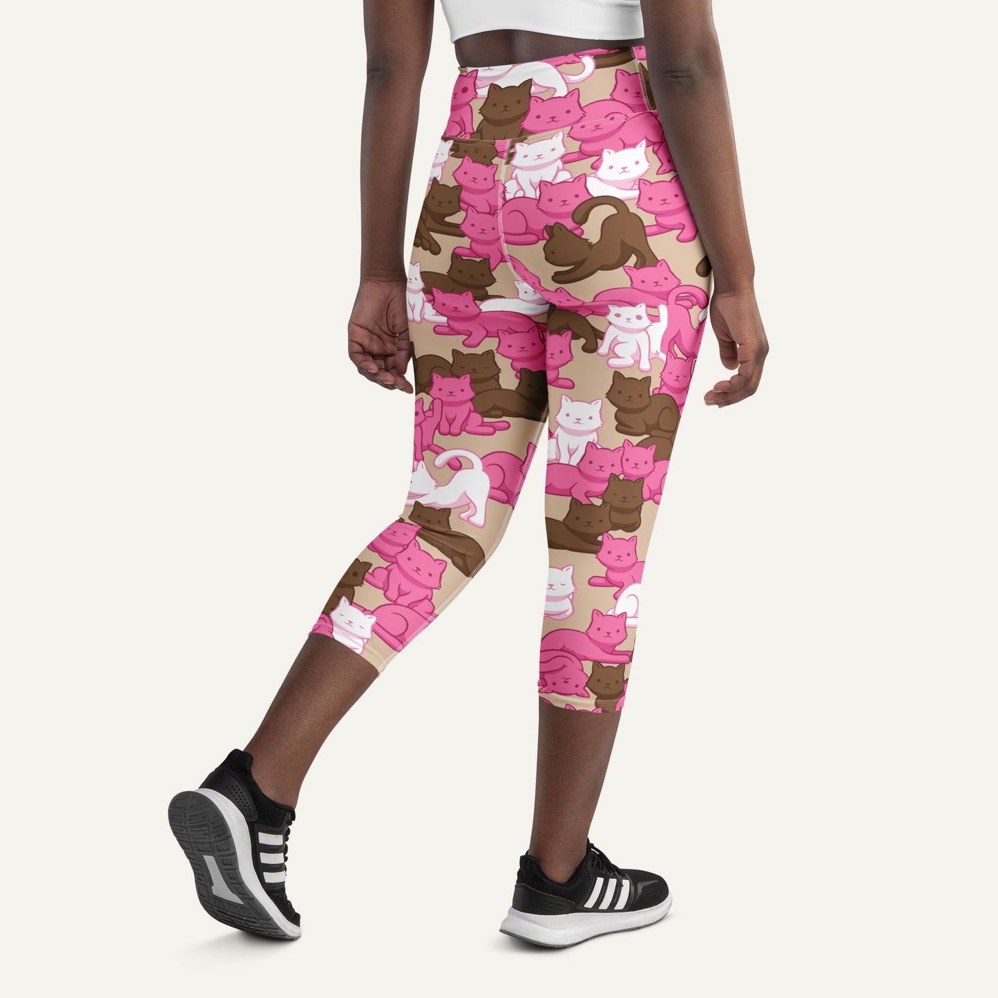 Mocha Blush Camo Cat High-Waisted Capri Leggings