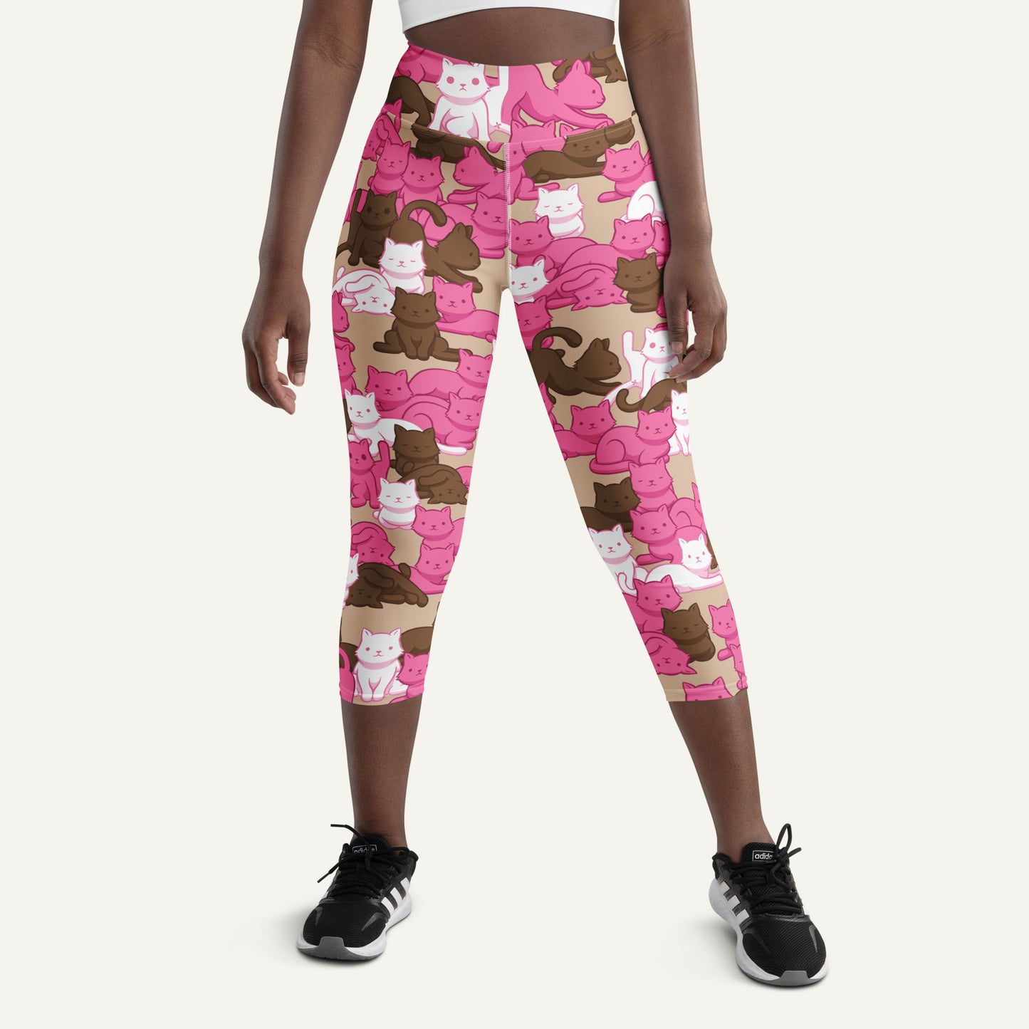 Mocha Blush Camo Cat High-Waisted Capri Leggings
