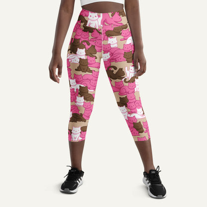 Mocha Blush Camo Cat High-Waisted Capri Leggings