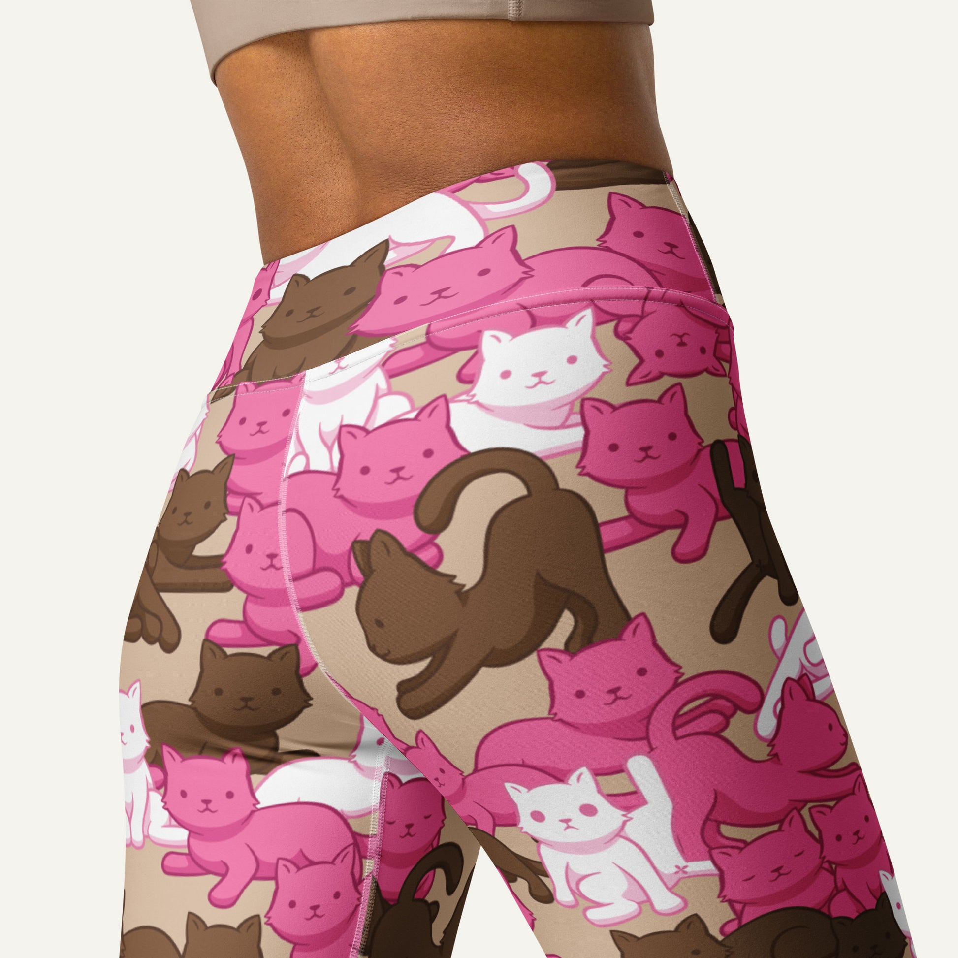 Mocha Blush Camo Cat High-Waisted Leggings - Ministry of Sweat