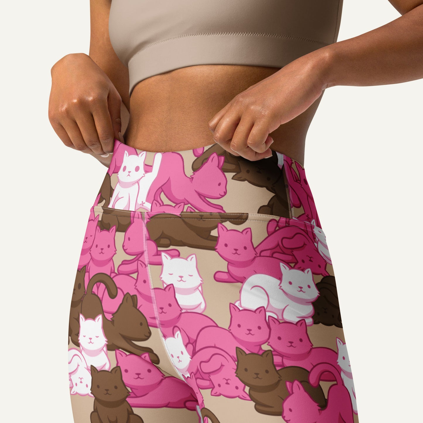 Mocha Blush Camo Cat High-Waisted Leggings - Ministry of Sweat
