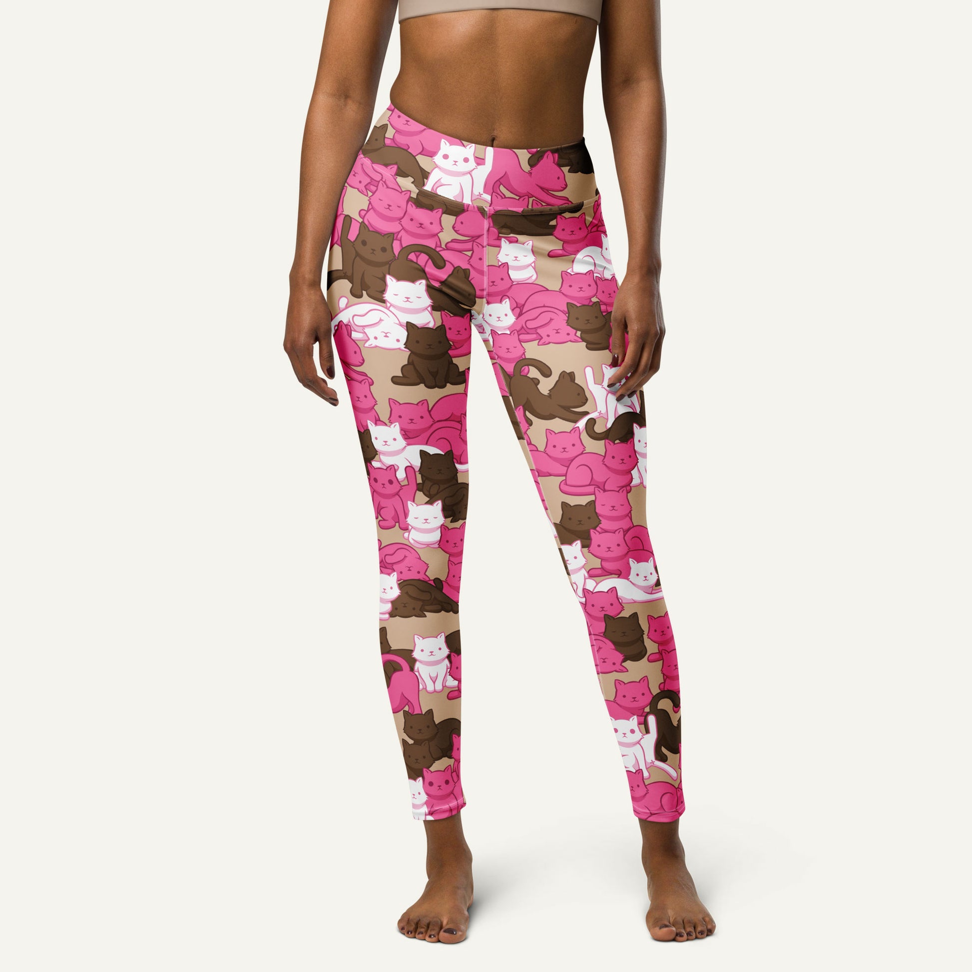 Mocha Blush Camo Cat High-Waisted Leggings - Ministry of Sweat