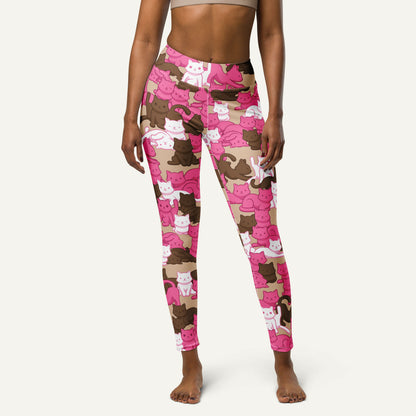 Mocha Blush Camo Cat High-Waisted Leggings - Ministry of Sweat