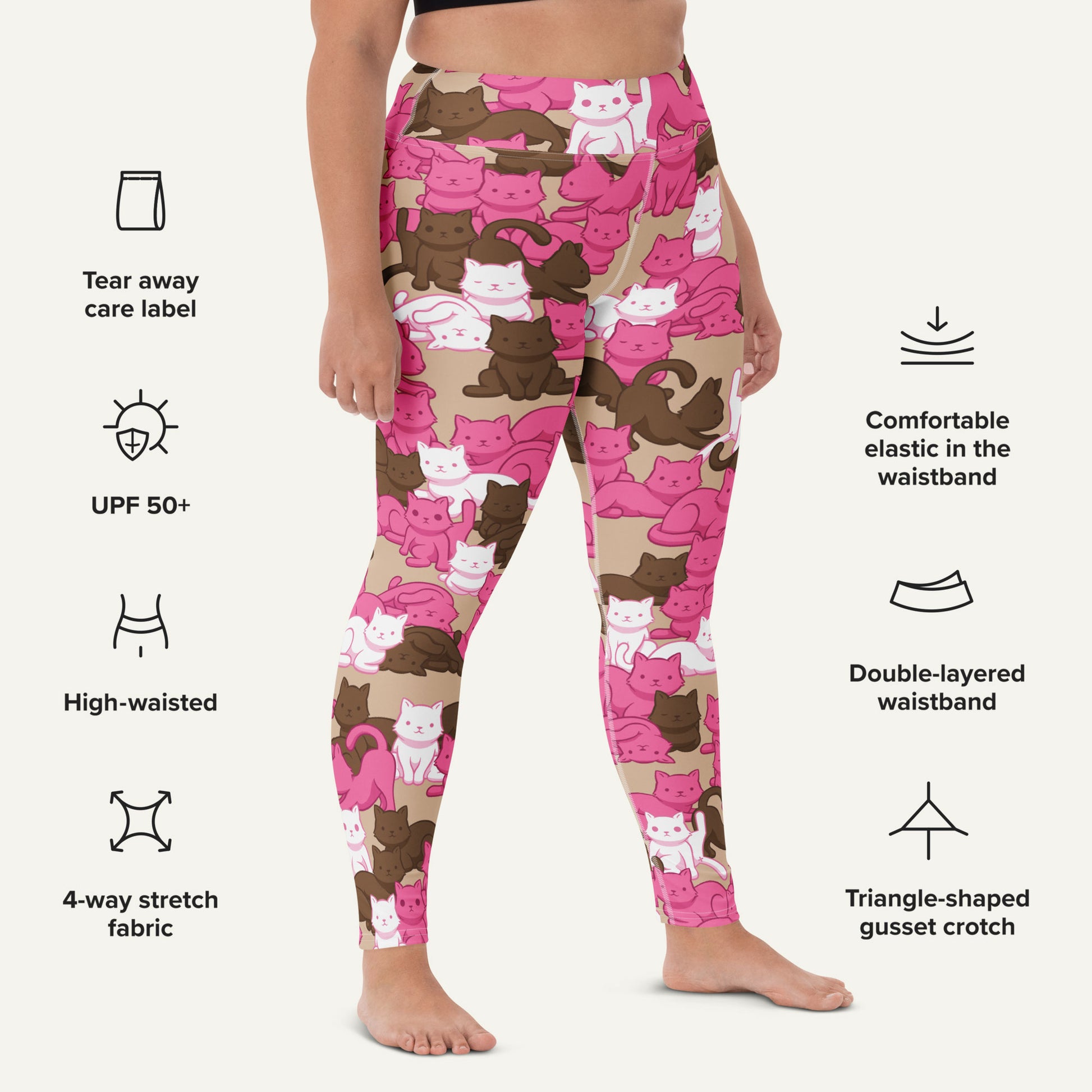 Mocha Blush Camo Cat High-Waisted Leggings - Ministry of Sweat