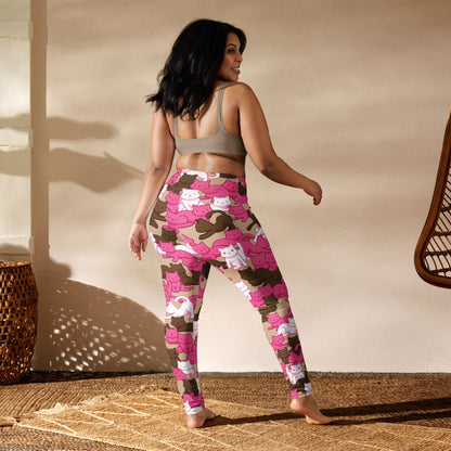 Mocha Blush Camo Cat High-Waisted Leggings - Ministry of Sweat