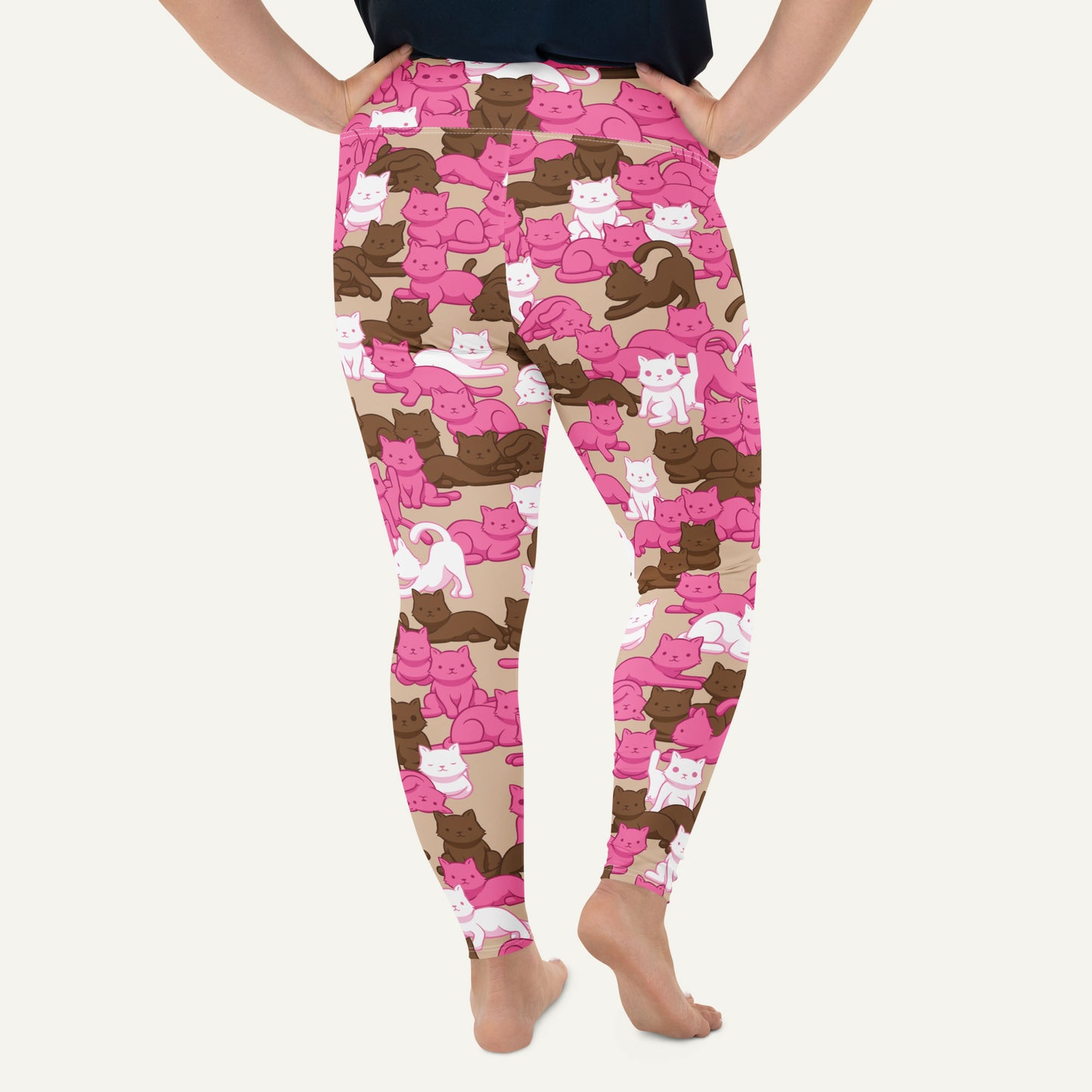 Mocha Blush Camo Cat Plus Size Leggings