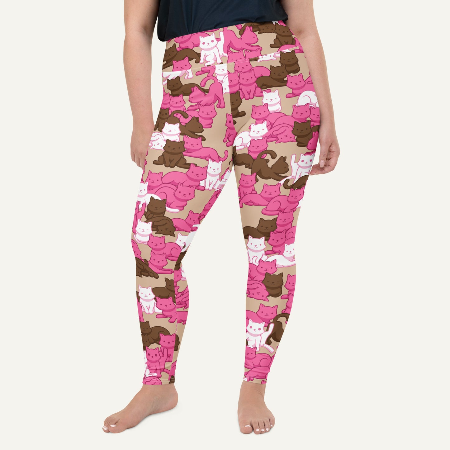 Mocha Blush Camo Cat Plus Size Leggings
